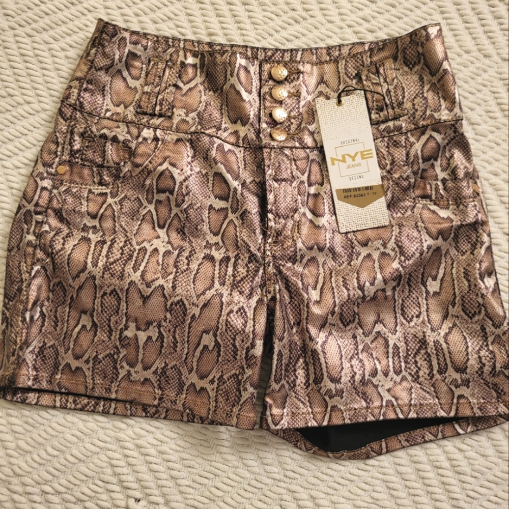 Women's High Waist Snake Print Shorts